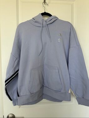 adidas Peloton Women’s Light Lavender Pullover Hoodie with Stripe Detail